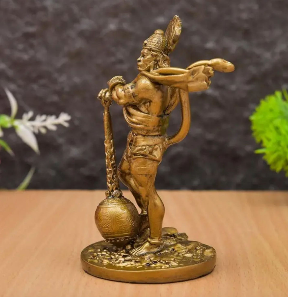 Lord Hanuman Car Dashboard Idol | Compact Bajrangbali Murti with Antique Brass Finish | Spiritual Protection for Vehicles