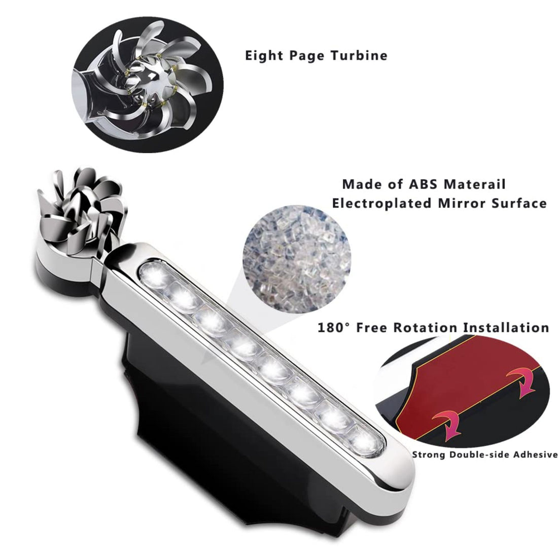 "Universal car wind-powered 8-LED daytime running light – no-wiring DRL for enhanced vehicle visibility and safety"