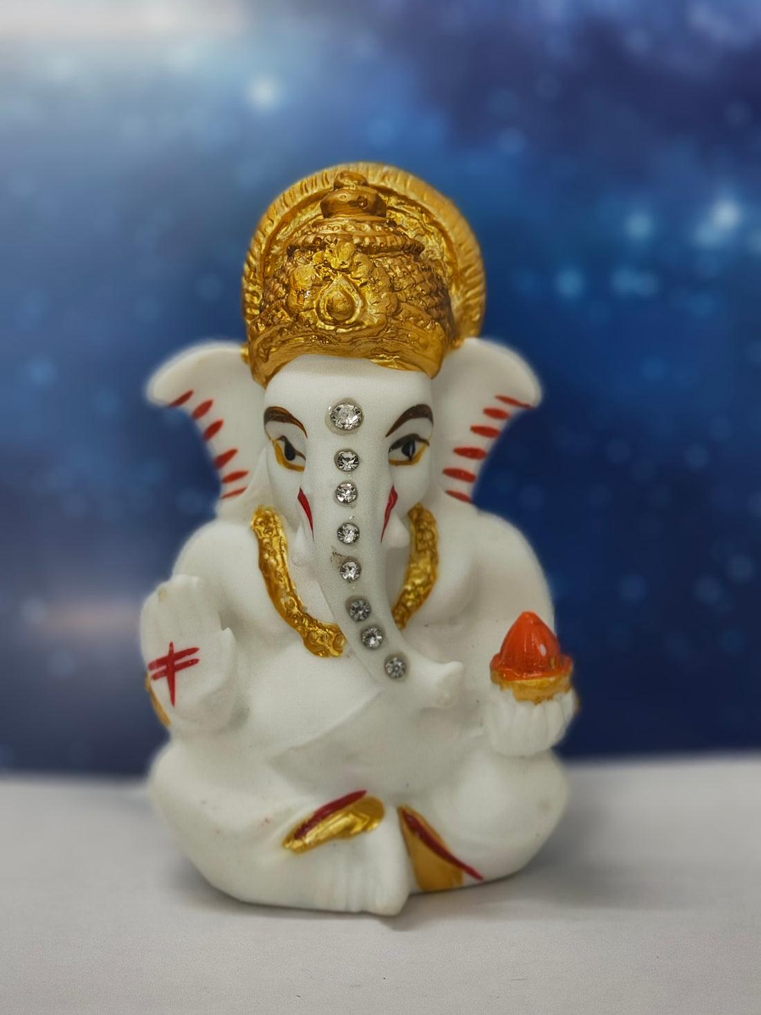 Ganpati Murti for Car Dashboard – Gold Plated with Golden Mukut
