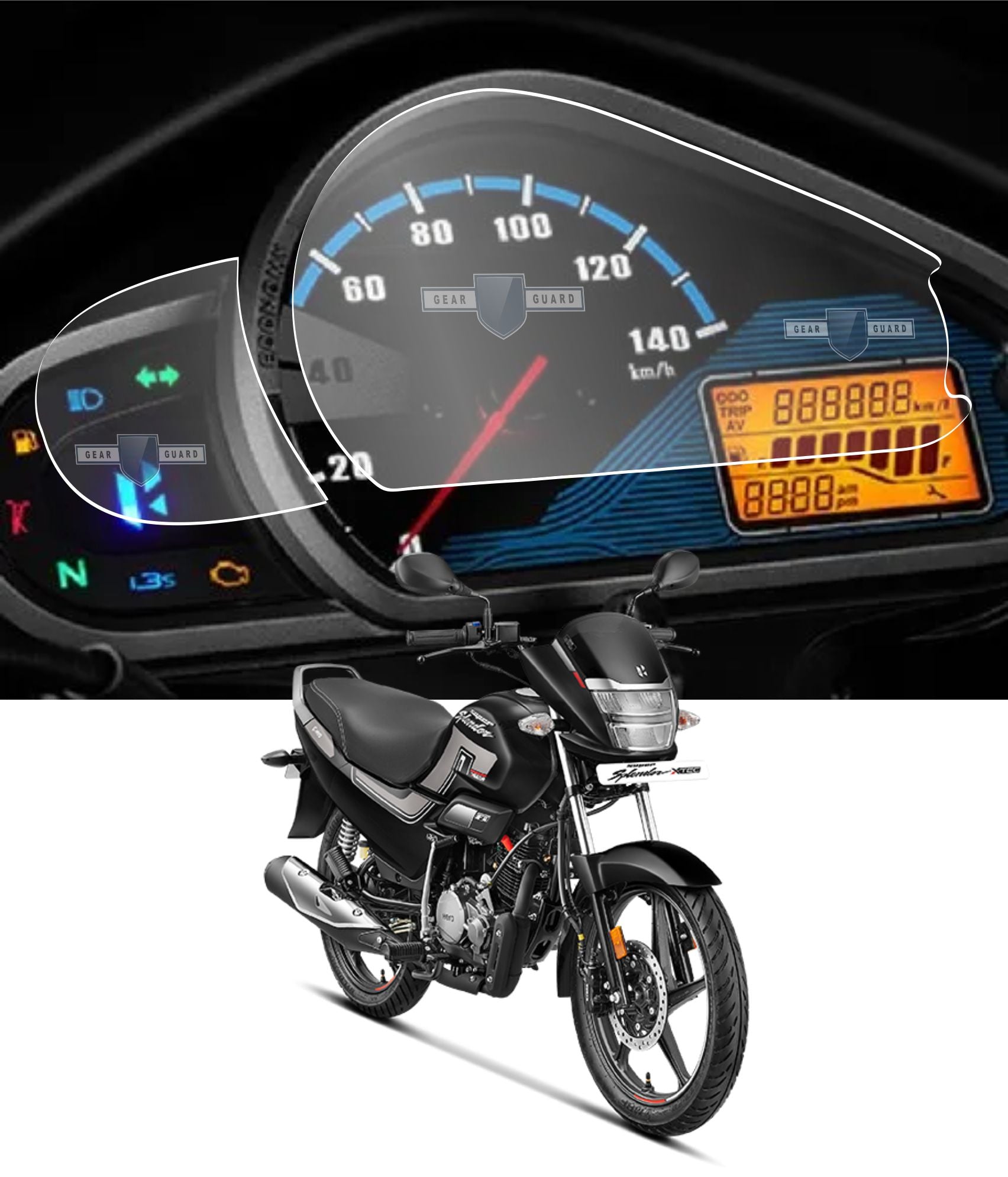 Hero Super splendor Bike TFT Instrument Cluster Digital Speed Meter Sc