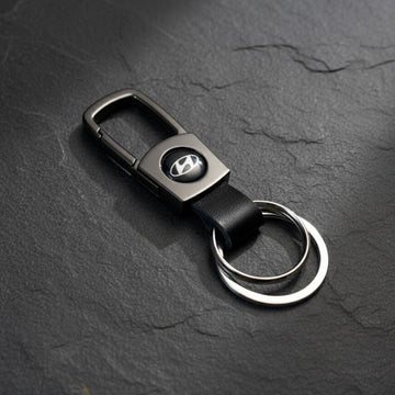 Premium Car Keychain | Metal & Brown Leather Finish Car Key Holder