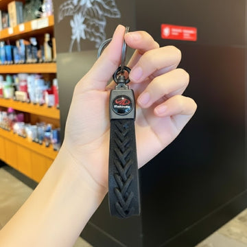 Car Keychain β Stylish Braided Leather Finish Strap & Dual Rings