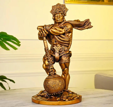 Lord Hanuman Car Dashboard Idol | Compact Bajrangbali Murti with Antique Brass Finish | Spiritual Protection for Vehicles