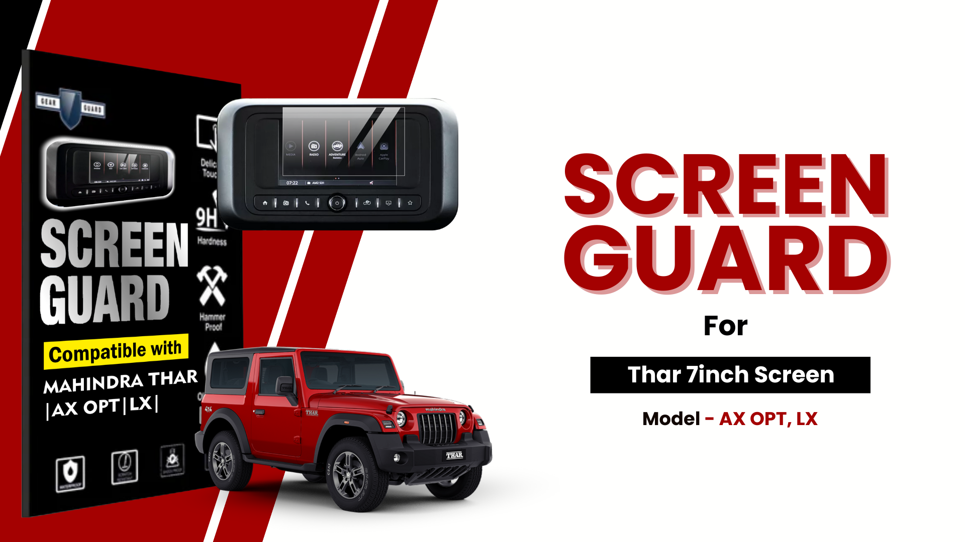 Screen Protectors for Mahindra Thar (2020-2024) Navigation System Touchscreens