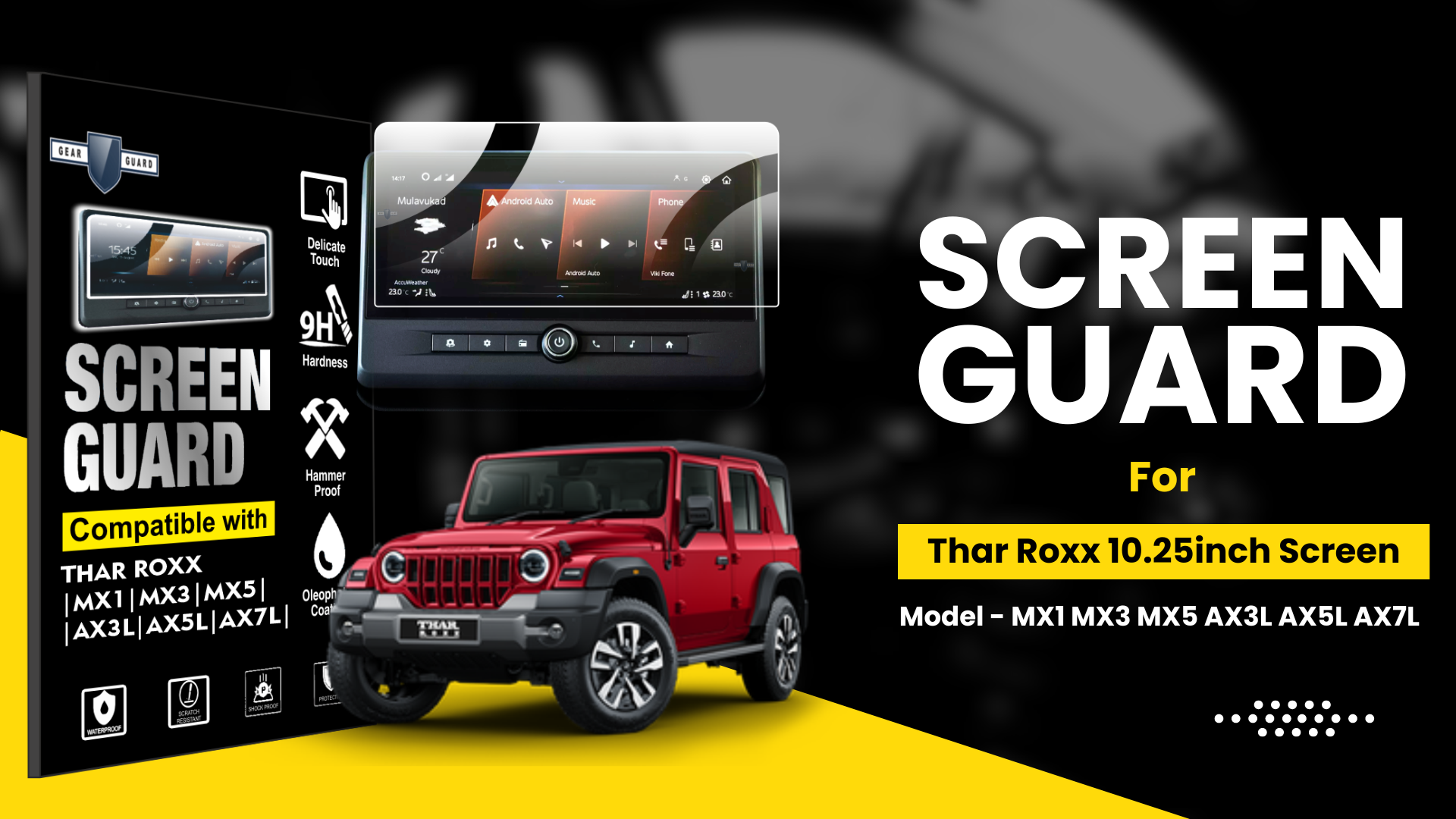 Screen Protectors for Mahindra Thar ROXX Touch Screen Guard Navigation System Touch screen