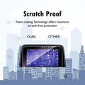 Tempered glass screen protector covering a car's touch screen, providing strong protection against scratches