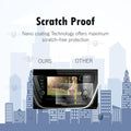 Tempered glass screen protector covering a car's touch screen, providing strong protection against scratches