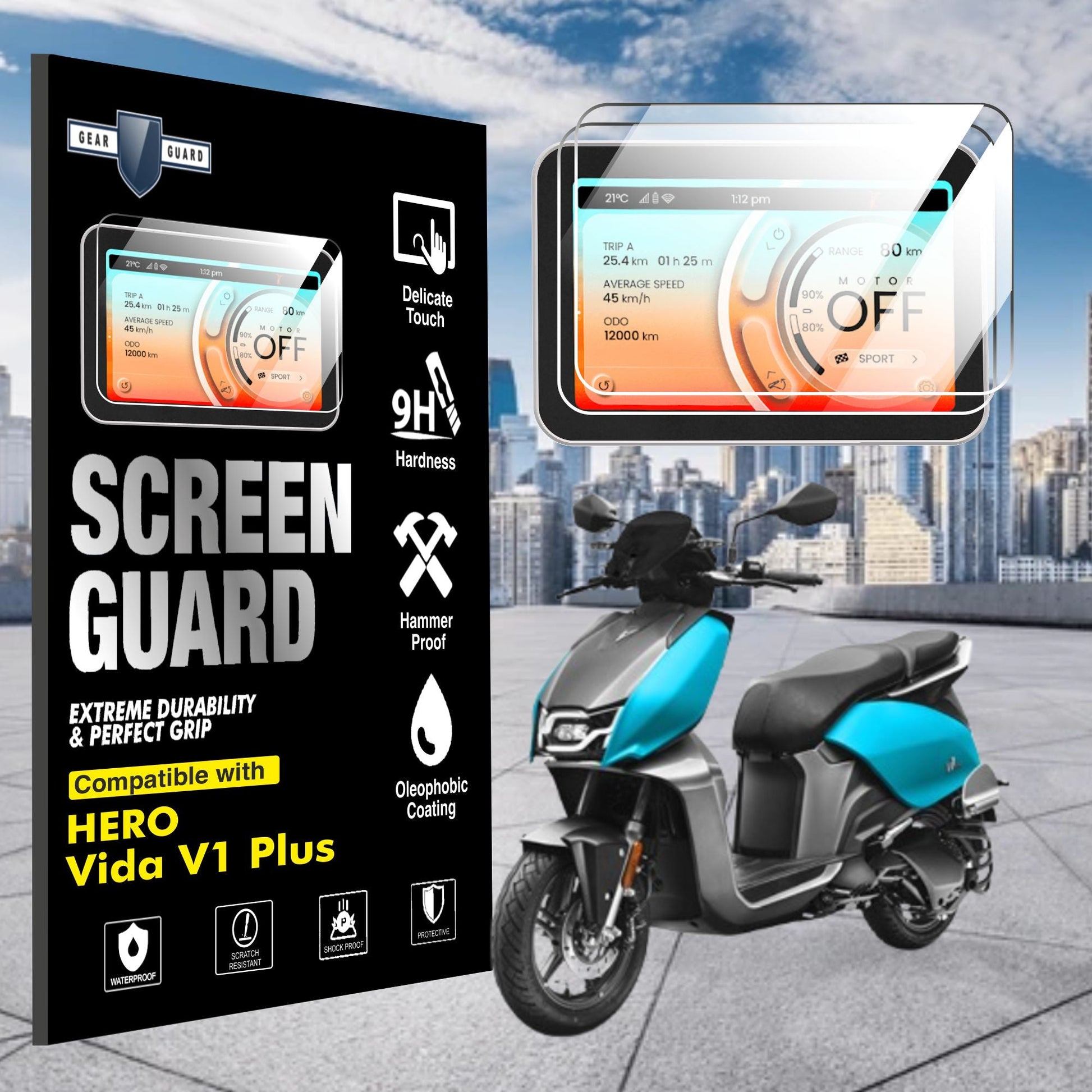 [2 Pack] Hero Vida V1 Plus TFT Instrument Cluster Digital Speed Meter Screen Protector [2022 - 2024] - S7C_VIDA_V1_PLUS