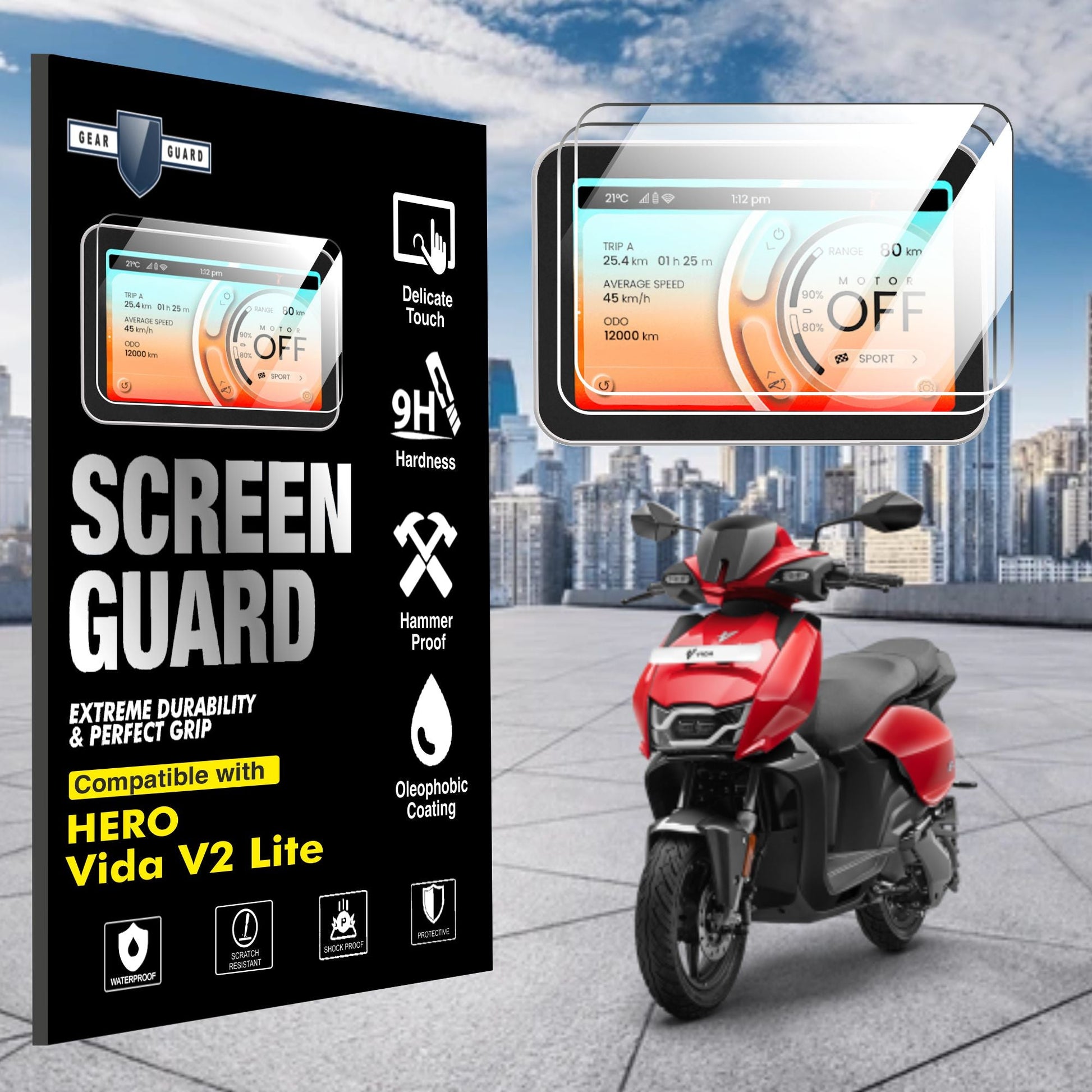 [2 Pack] Hero Vida V2 Lite TFT Instrument Cluster Digital Speed Meter Screen Protector [2024 - 2025] - S7C_VIDA_V2_LITE