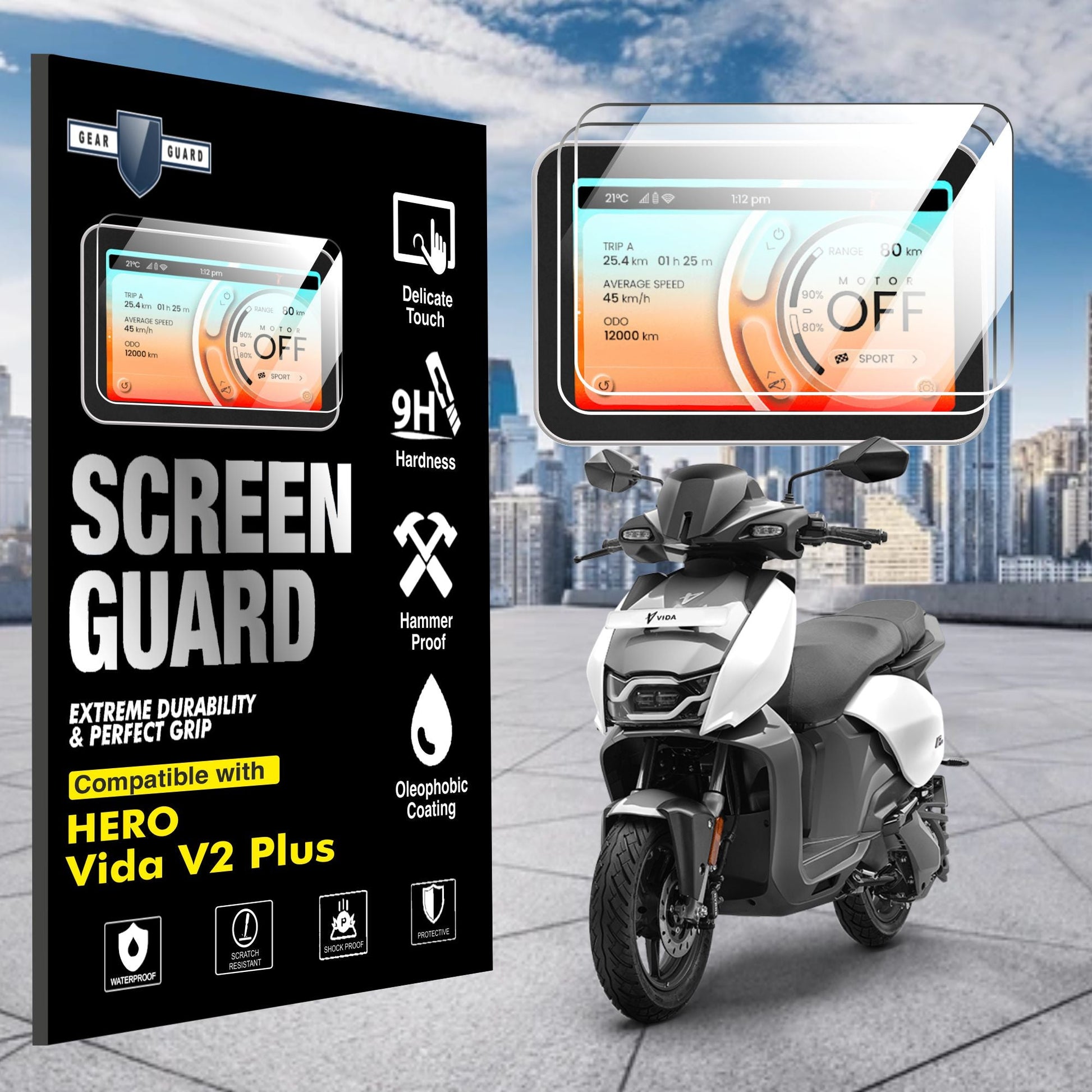 [2 Pack] Hero Vida V2 Plus TFT Instrument Cluster Digital Speed Meter Screen Protector [2024 - 2025] - S7C_VIDA_V2_PLUS