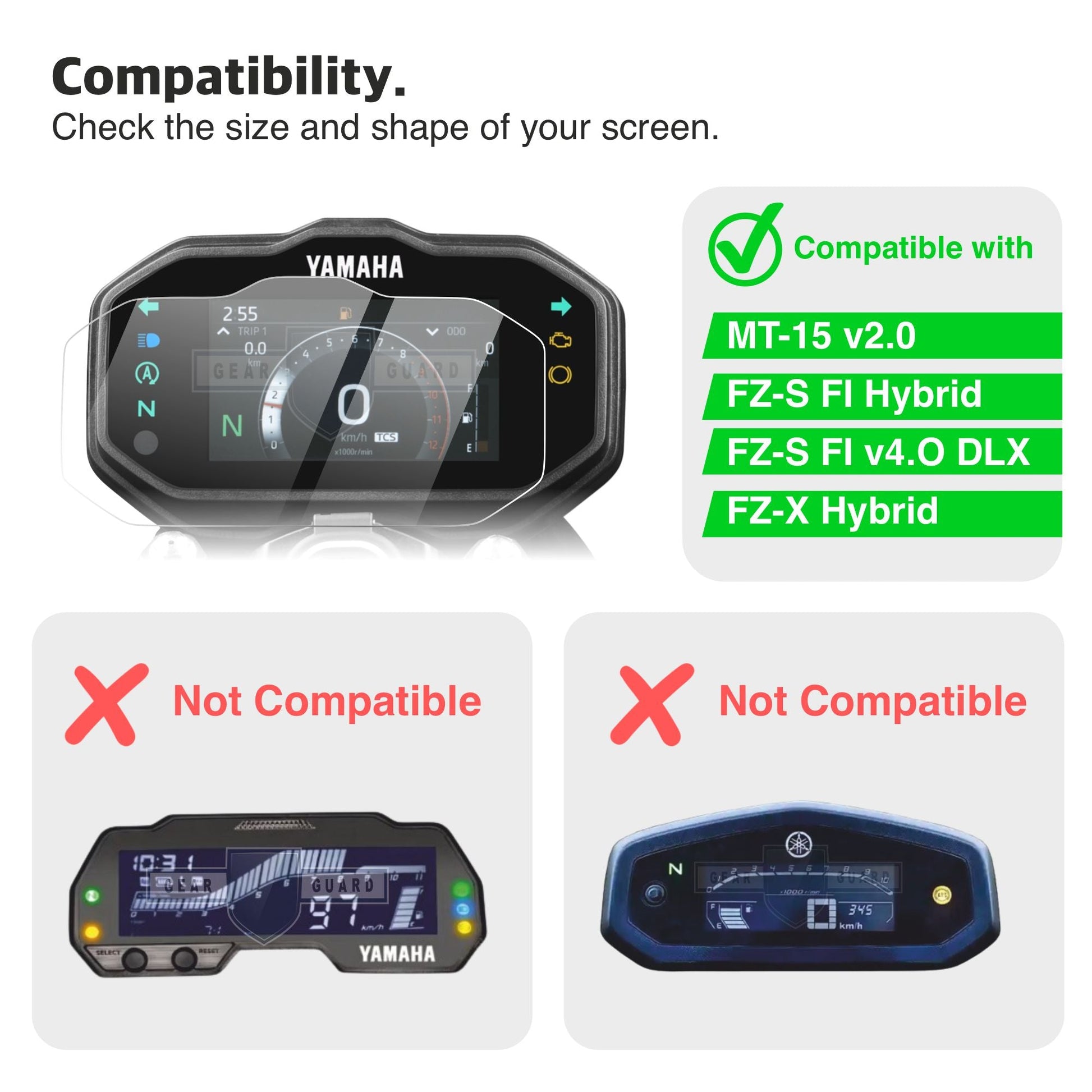 [2 Pack] New Yamaha FZ - S Fi Hybrid TFT Instrument Cluster Digital Speed Meter Screen Protector [2025] - S4C_FZ-S Fi_2025