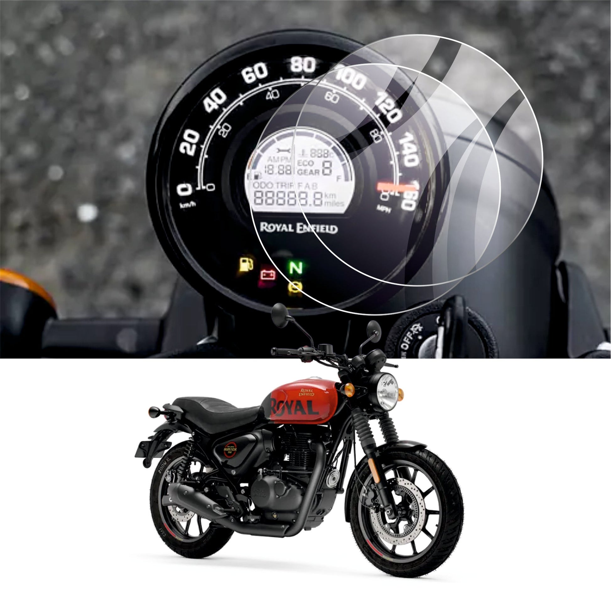 [2 pack] Royal Enfield Meteor 350, Scram 411, Hunter 350, Accessories speedometer Screen Guard -HUNTER_C