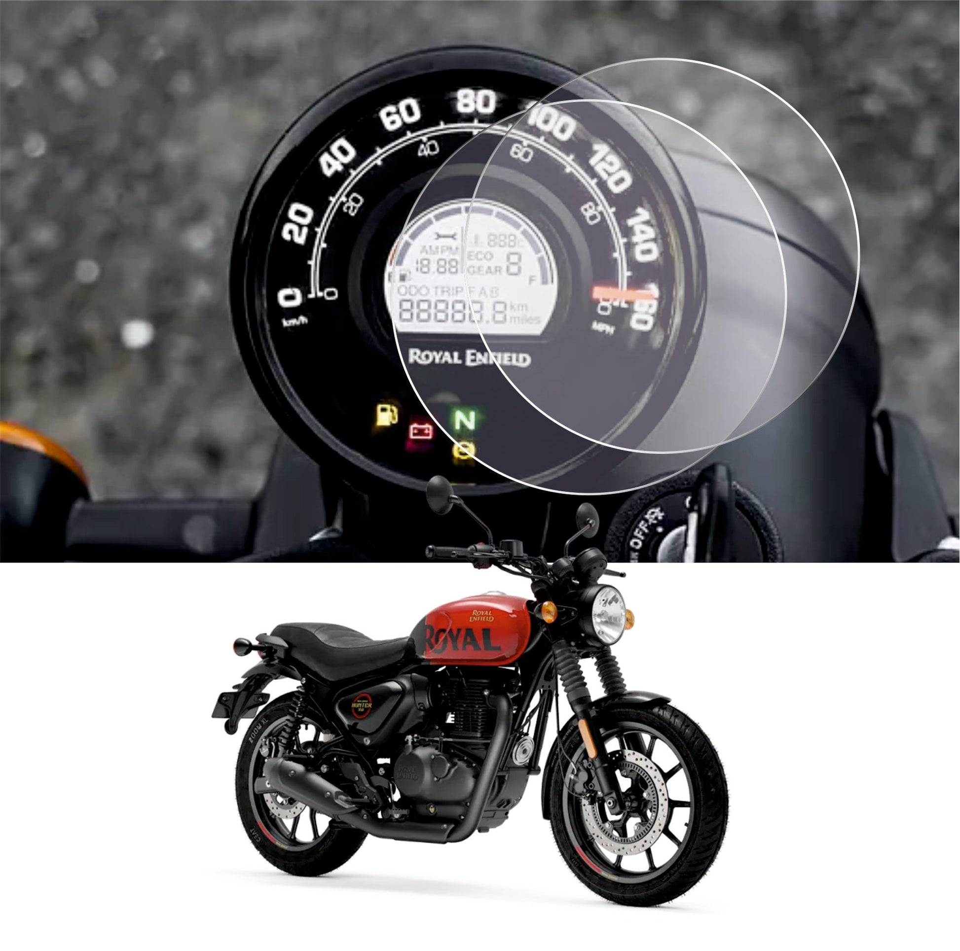 [2 Pack] Royal Enfield Meteor 350, Scram 411, Hunter 350, Accessories speedometer Screen Guard - HUNTER_M