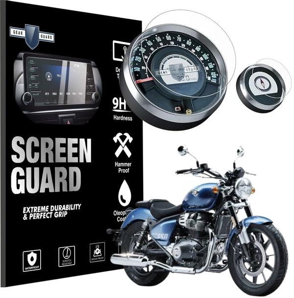 [2 Pack] Royal Enfield Super Meteor 650 Bike Accessories Instrument Cluster Screen Guard - S_METEOR