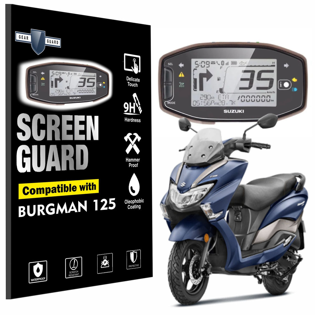 [2 Pack] Suzuki Burgman 125 Street Standard Digital Speed Meter Screen Protector [2020 - 2025] - S4C_BURGMAN_STANDARD