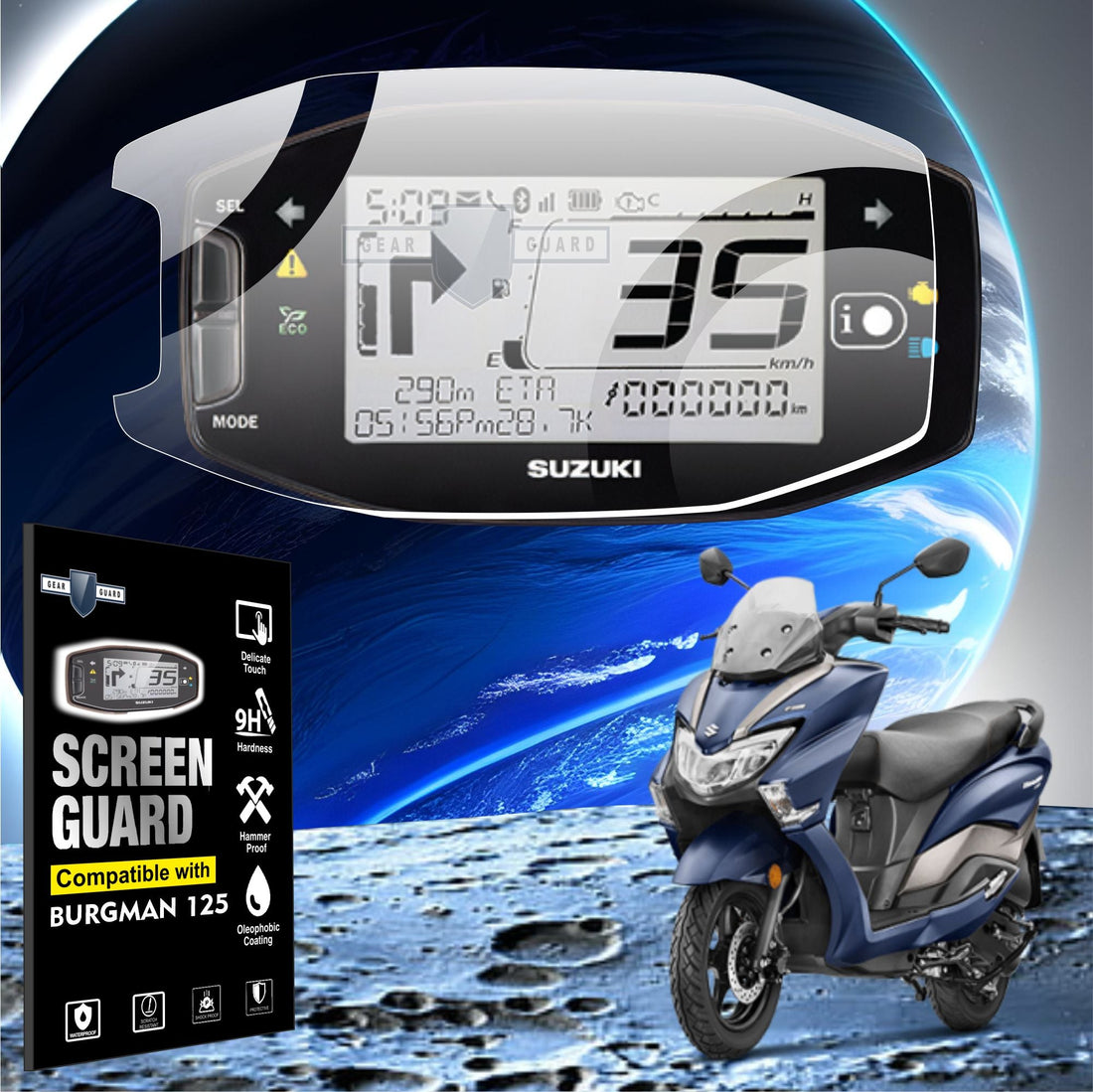 [2 Pack] Suzuki Burgman 125 Street Standard Digital Speed Meter Screen Protector [2020 - 2025] - S4C_BURGMAN_STANDARD