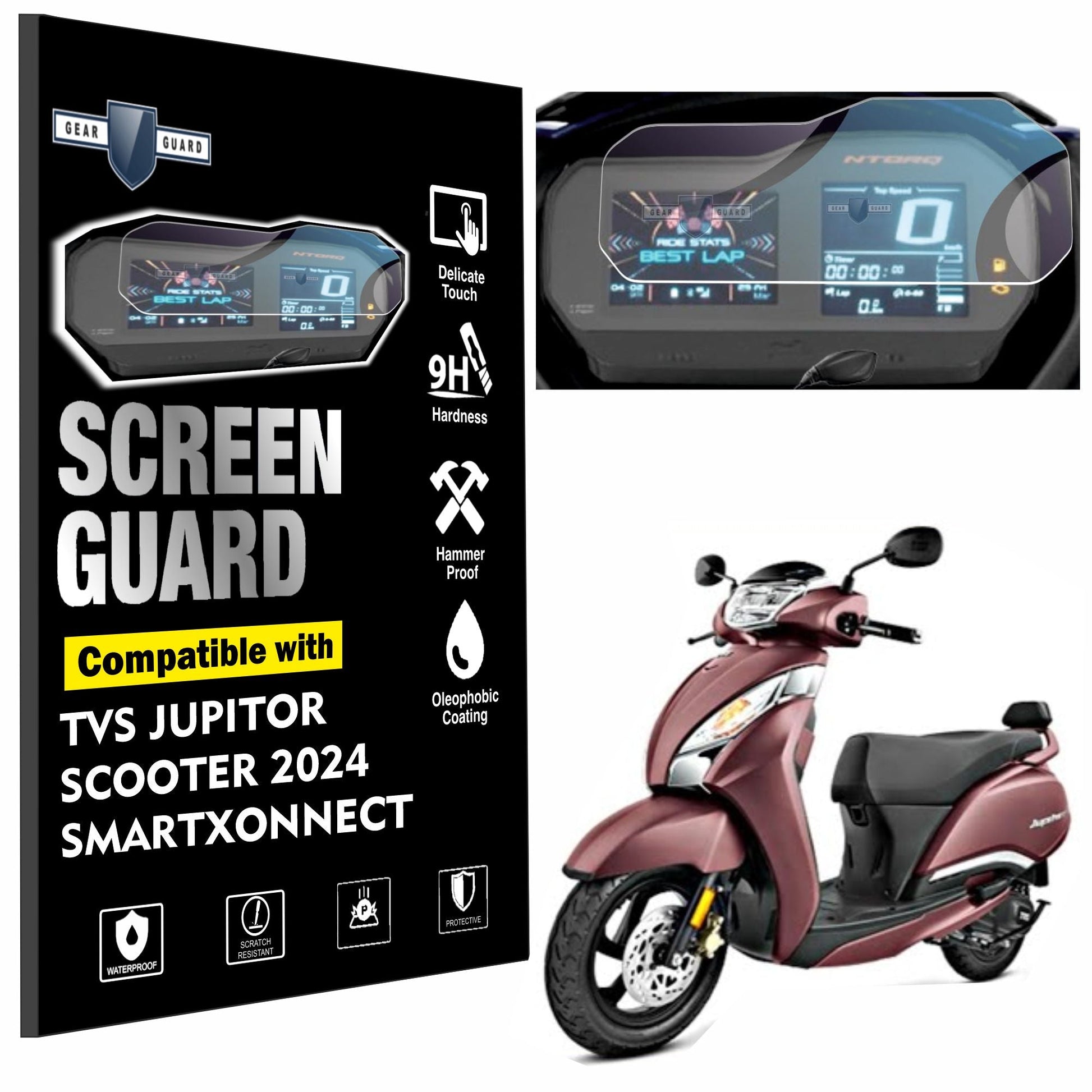 [2 Pack] TVS Jupiter SmartXonnect Digital Speed Meter Screen Protector [2024 - 2025] - S4C_JUPITER_24