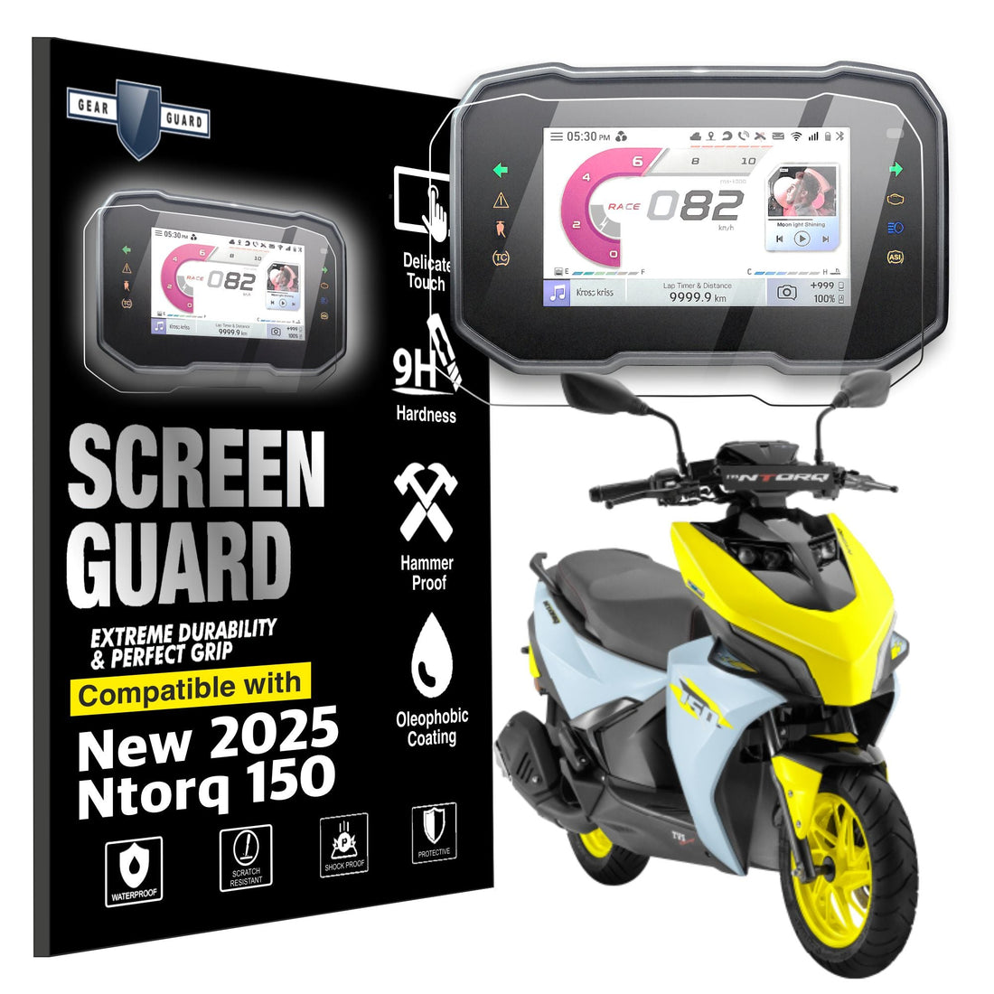 [2 Pack] TVS Ntorq 150 - Top Model Instrument Cluster Digital Speed Meter Screen Protector [2025] - S7C_NTORQ_150_2025