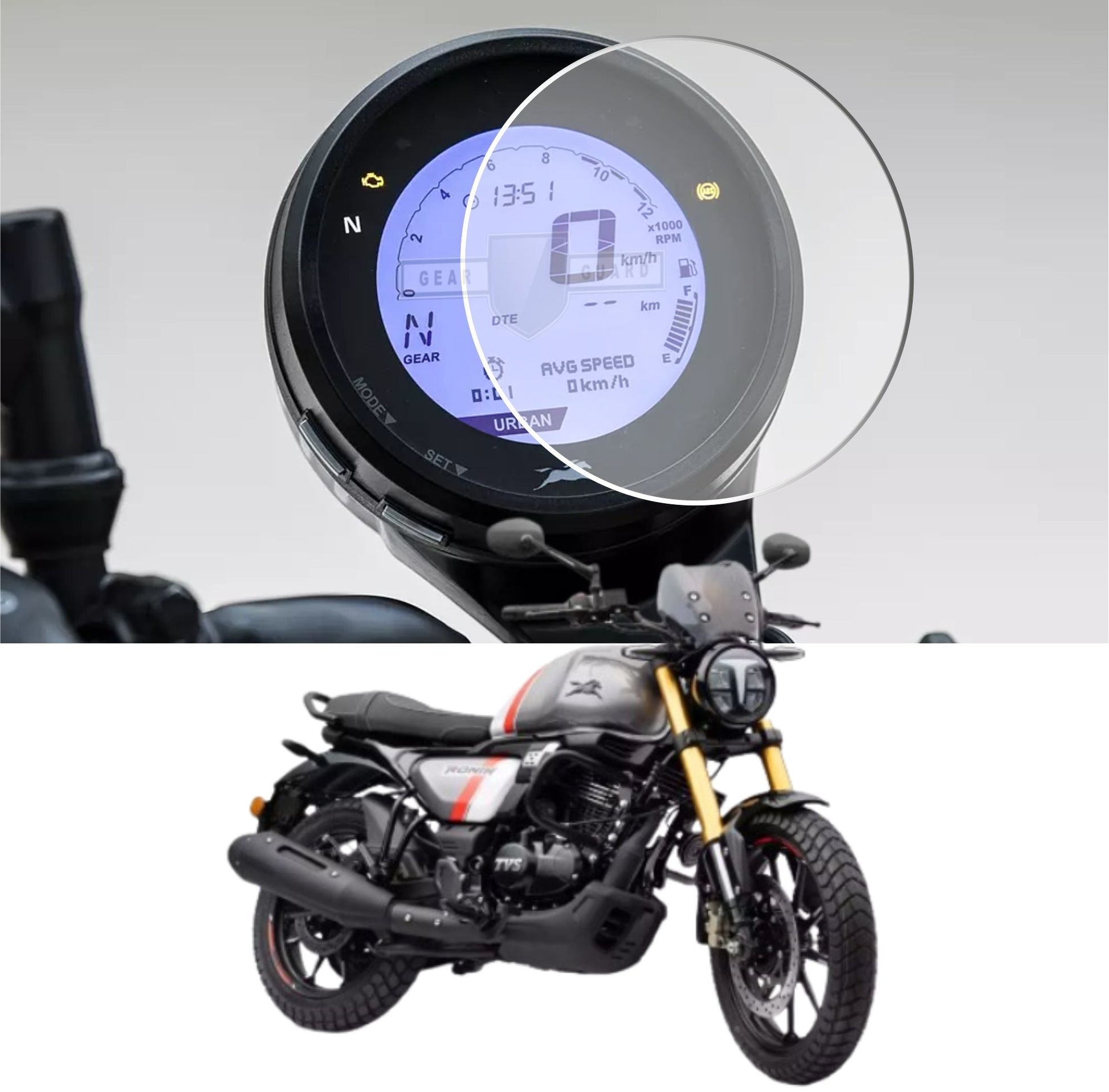 [2 Pack] TVS Ronin Bike Instrument Cluster Digital Speed Meter Screen Protector [2022 - 2025] - S7M_RONIN