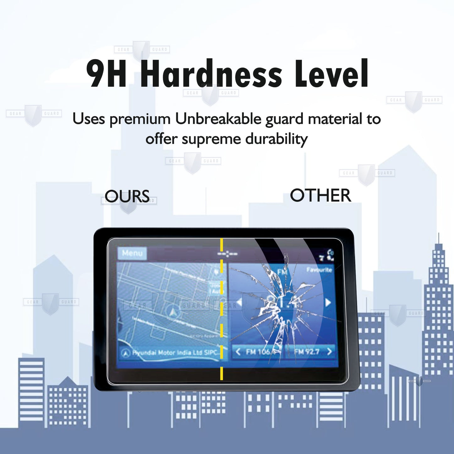 Fingerprint-resistant screen protector on a car infotainment system, keeping the screen clean