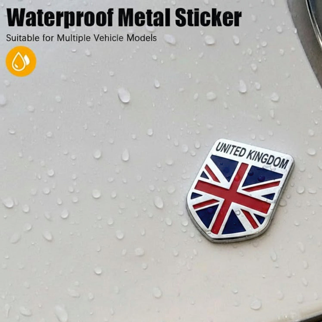 3D United Kingdom Logo Car Badge Emblem | 5cm x 5cm | All Vehicle Exterior Decorative Logo, Self-Adhesive