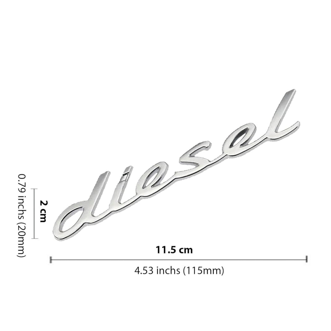Diesel Silver 3D Emblem | 11.5cm x 2cm | All Vehicle Exterior Decorative Logo, Self-Adhesive