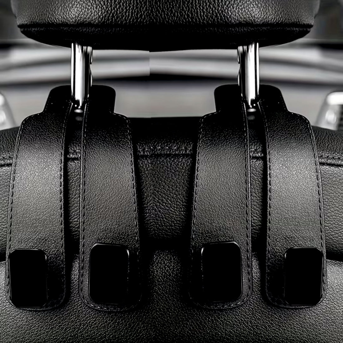 [2Pack] Car Headrest Dual Hook - HEADREST_HOOK_BLK2