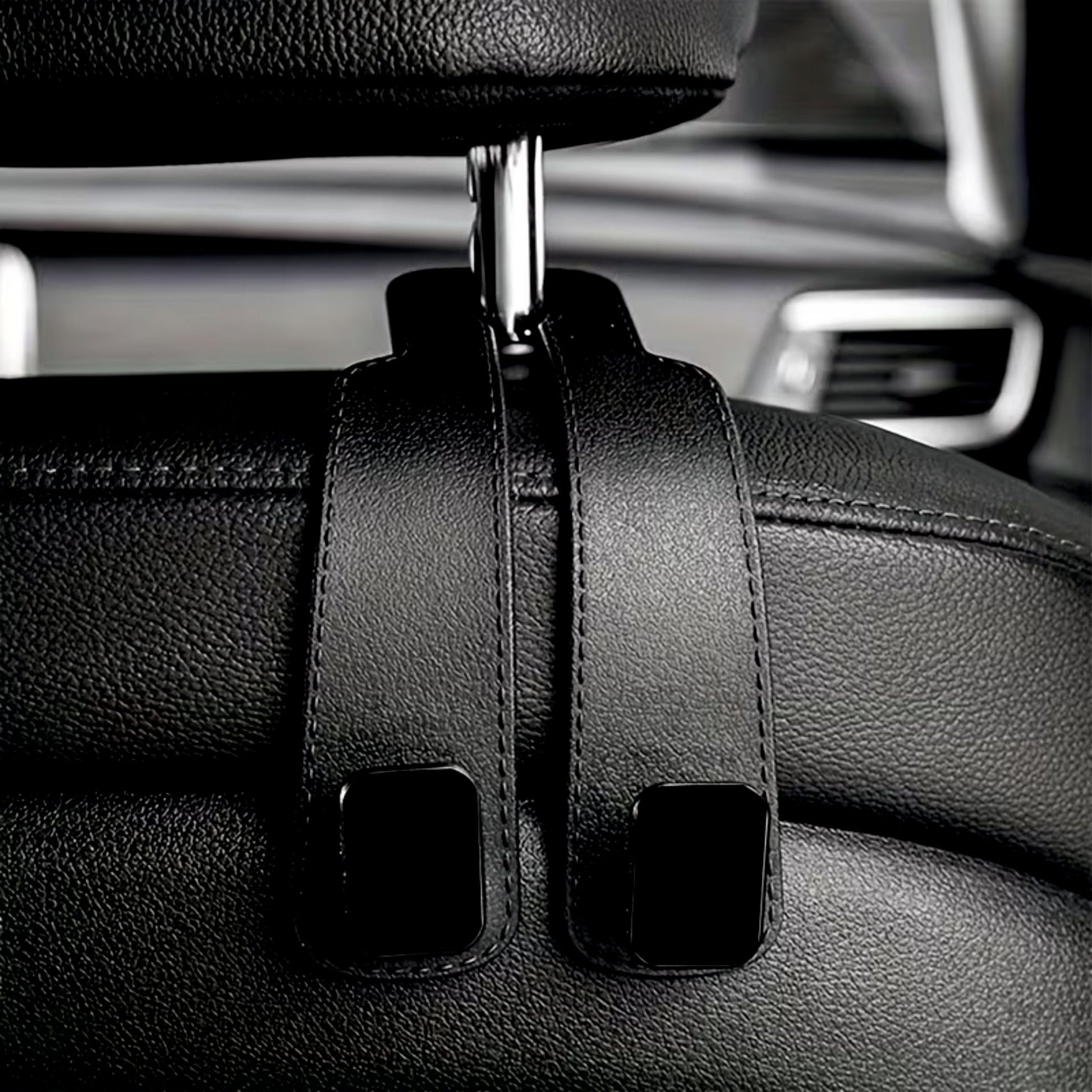 [2Pack] Car Headrest Dual Hook - HEADREST_HOOK_BLK2