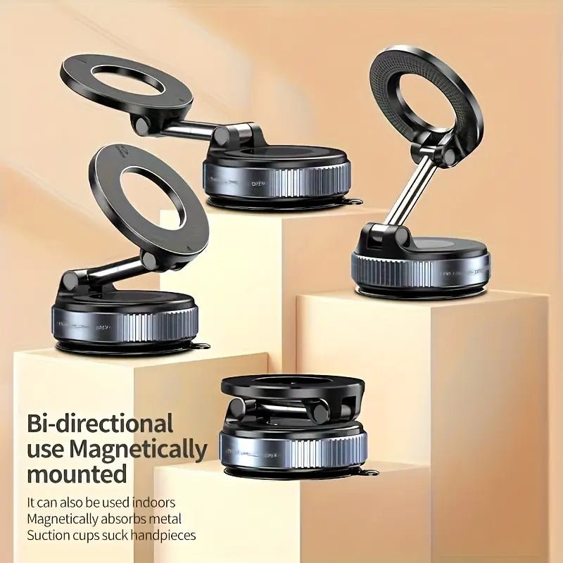360° Magnetic Suction Cup Phone Holder Foldable Vacuum Mount, Multi - Angle Adjustment K007– (Black) - S_K007