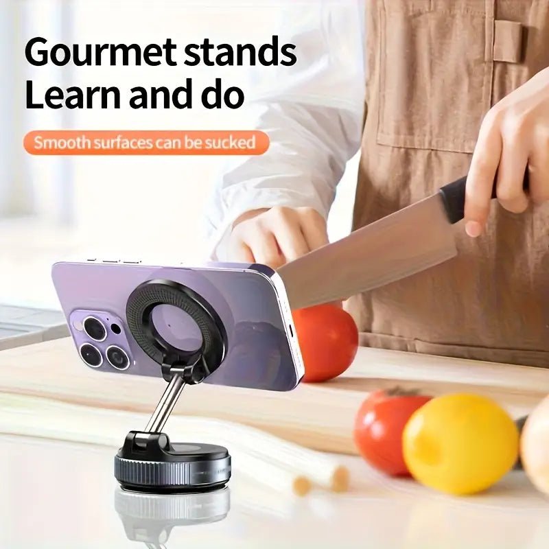 360° Magnetic Suction Cup Phone Holder Foldable Vacuum Mount, Multi - Angle Adjustment K007– (Black) - S_K007