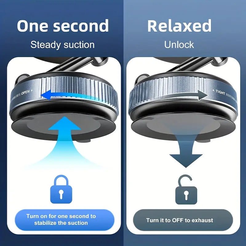 360° Magnetic Suction Cup Phone Holder Foldable Vacuum Mount, Multi - Angle Adjustment K007– (Black) - S_K007