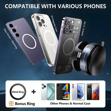 360° Magnetic Suction Cup Phone Holder Foldable Vacuum Mount, Multi - Angle Adjustment K007– (Black) - S_K007