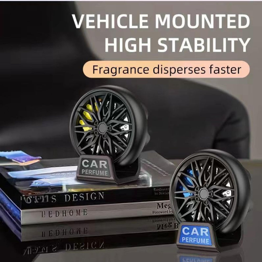 Car AC Vent Air Freshener Perfume 360° Rotating Alloy Wheel Shape Designed