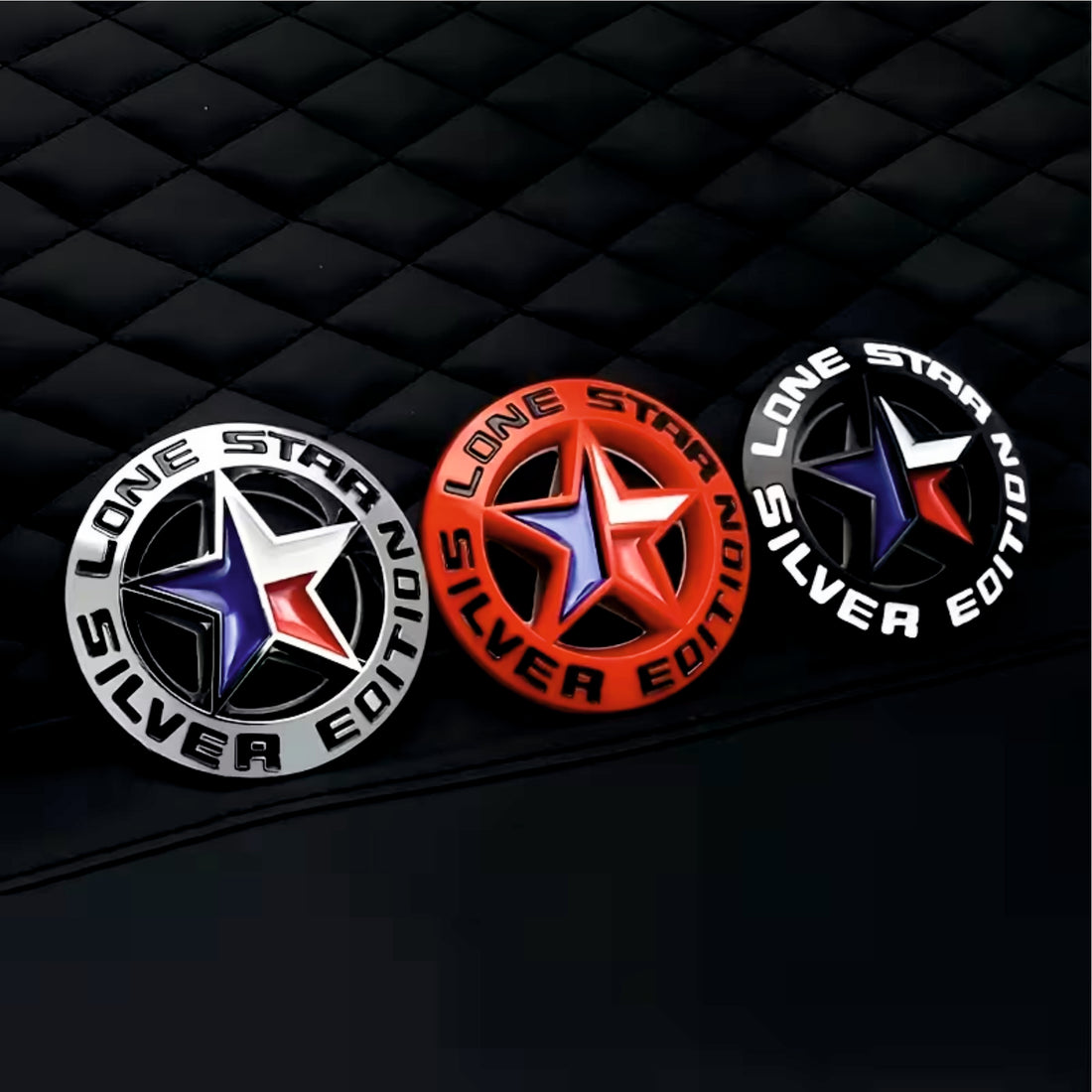 3D Lone Star Silver Edition Decal Badge Emblem Logo  | 7.2cm x 7.2cm | All Vehicle Exterior Decorative Logo, Self-Adhesive