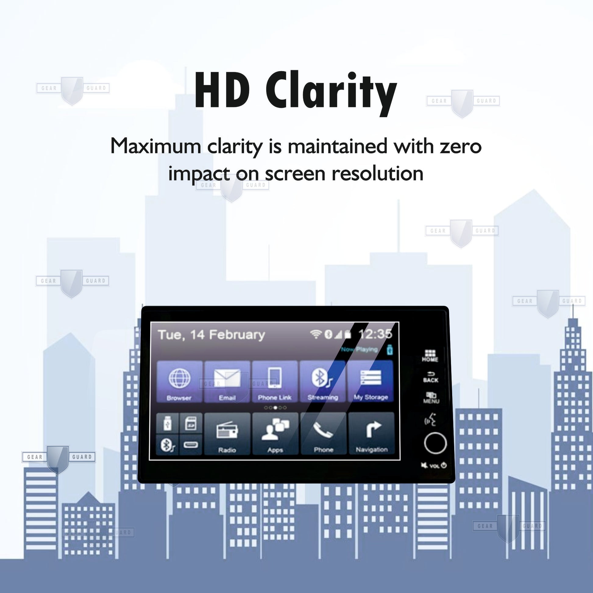 Fingerprint-resistant screen protector on a car infotainment system, keeping the screen clean