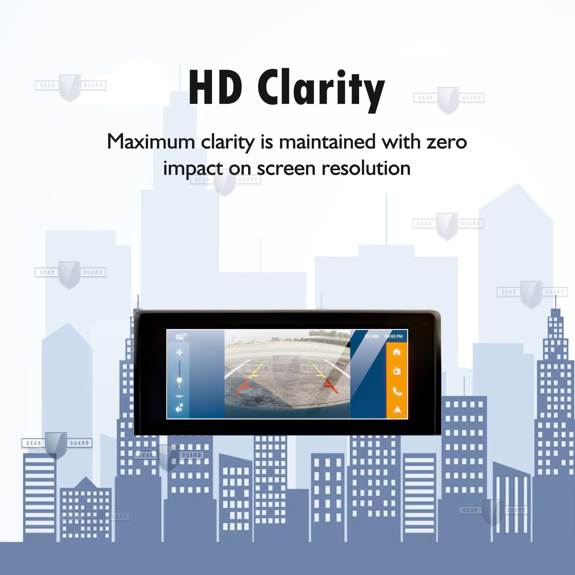 Fingerprint-resistant screen protector on a car infotainment system, keeping the screen clean