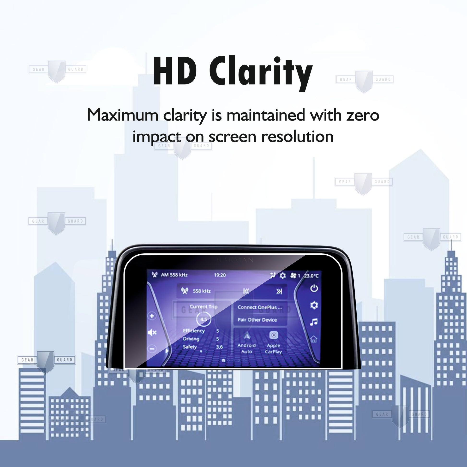 Fingerprint-resistant screen protector on a car infotainment system, keeping the screen clean