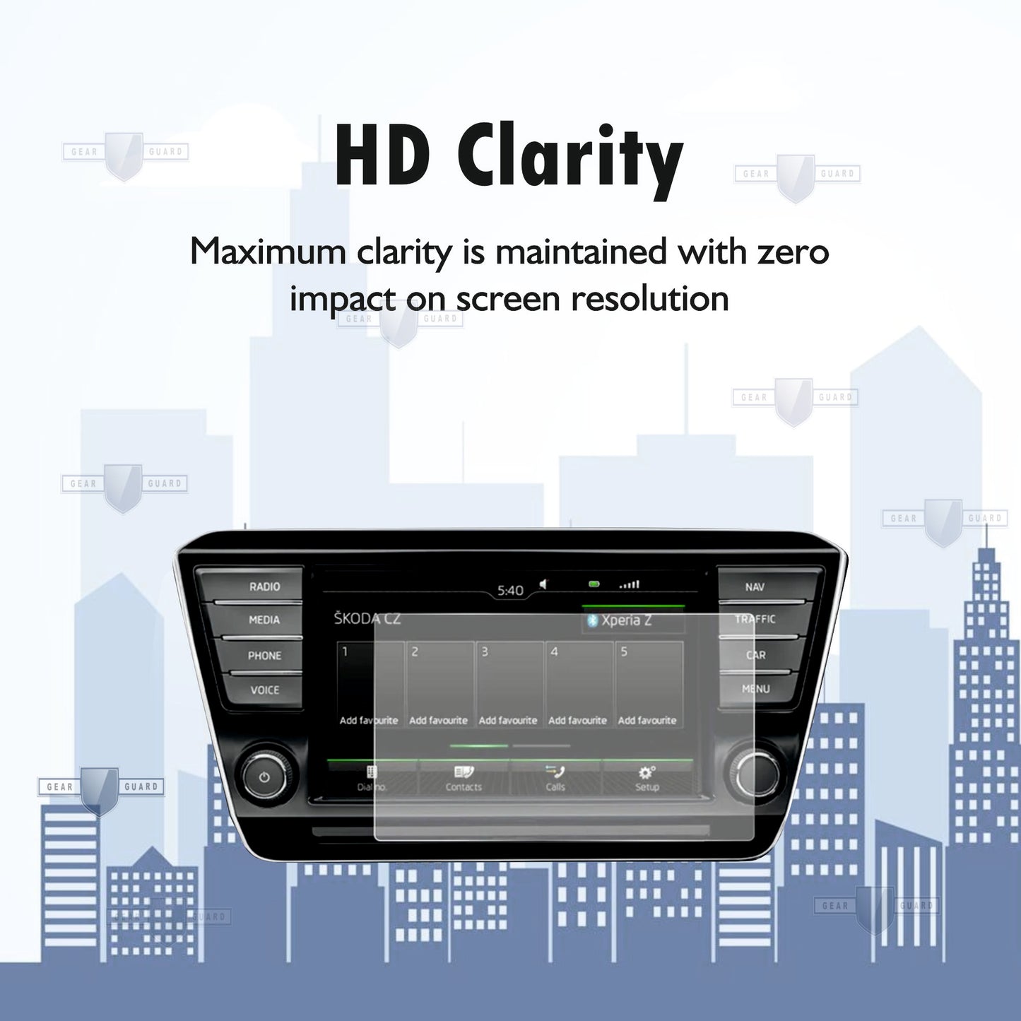 Fingerprint-resistant screen protector on a car infotainment system, keeping the screen clean