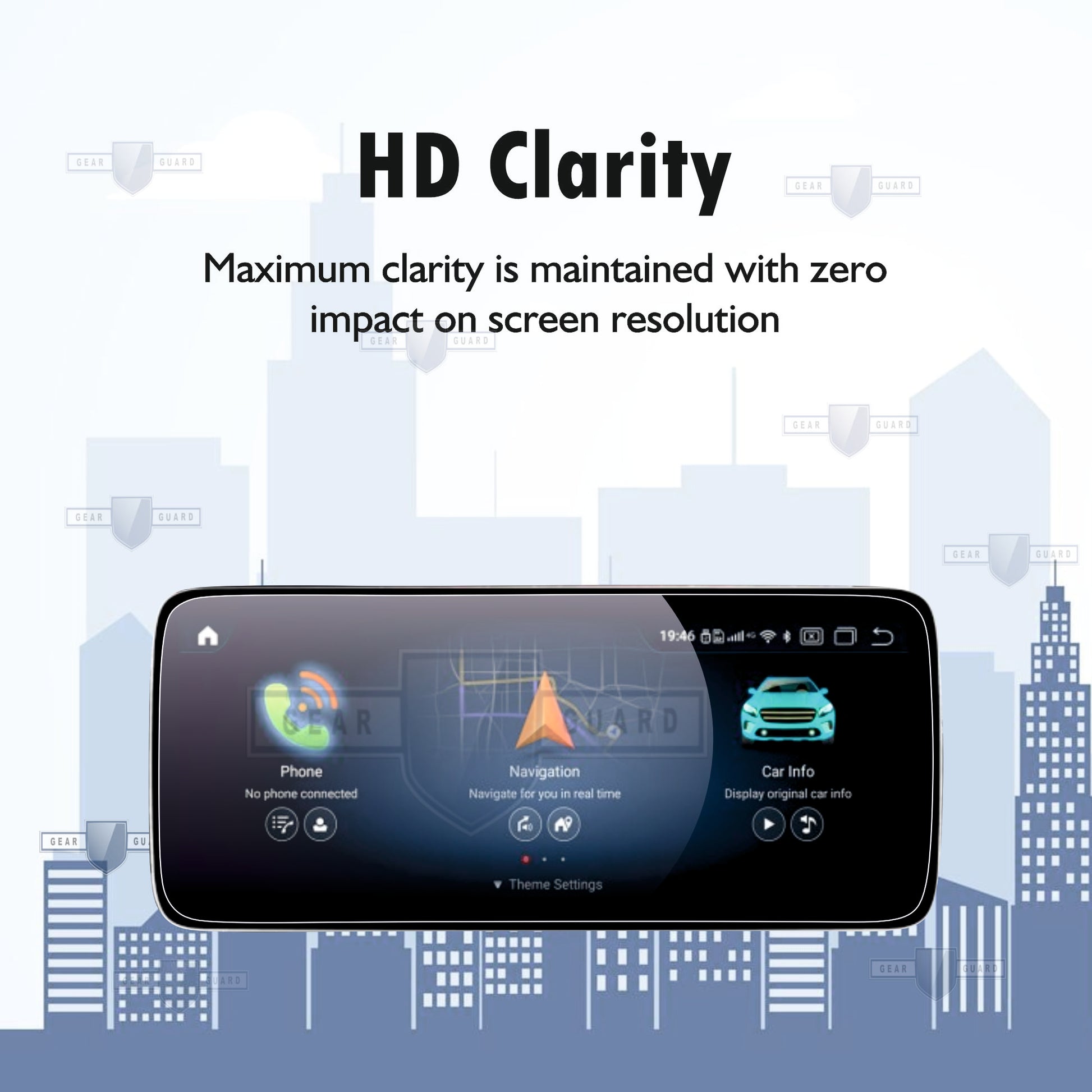 Fingerprint-resistant screen protector on a car infotainment system, keeping the screen clean