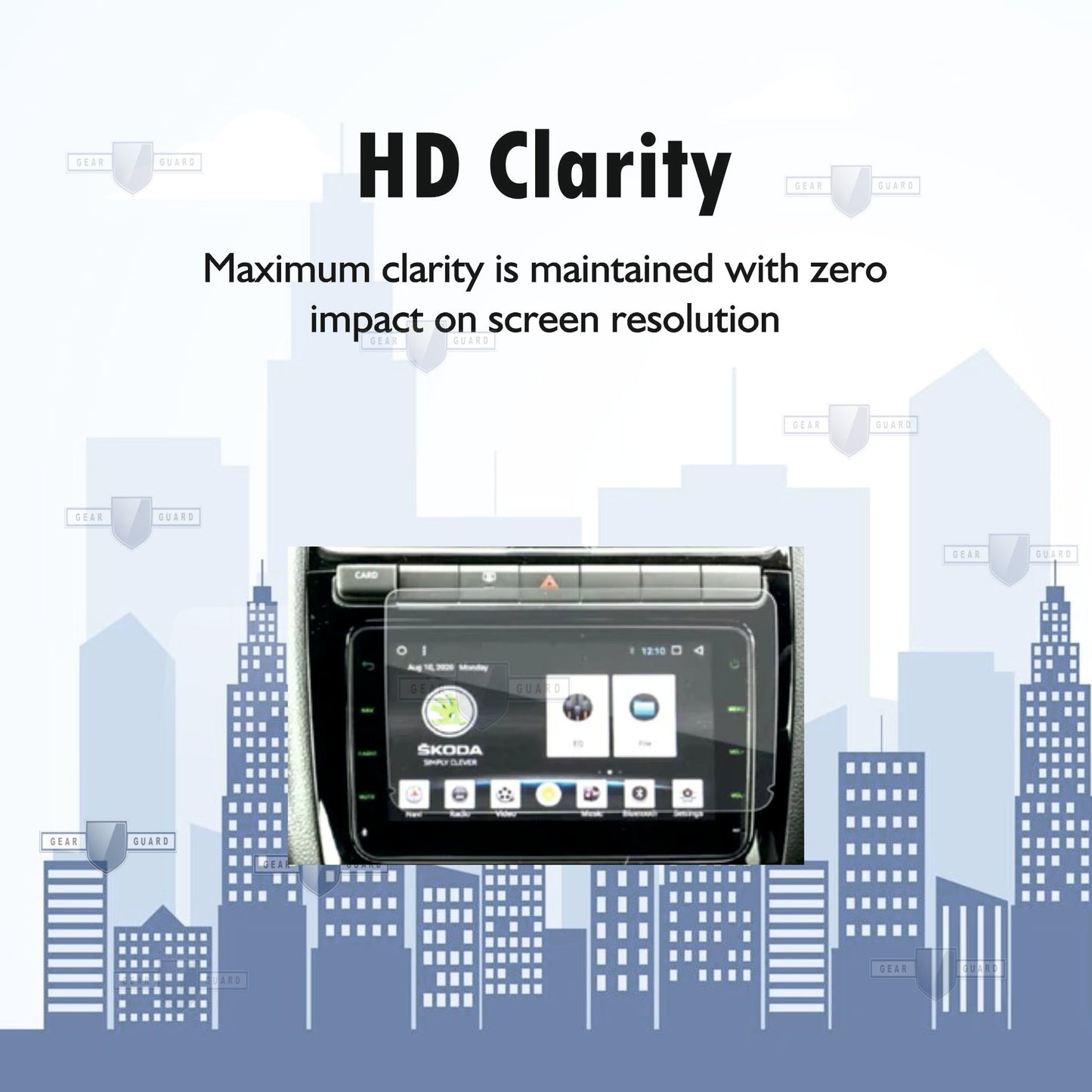 Fingerprint-resistant screen protector on a car infotainment system, keeping the screen clean