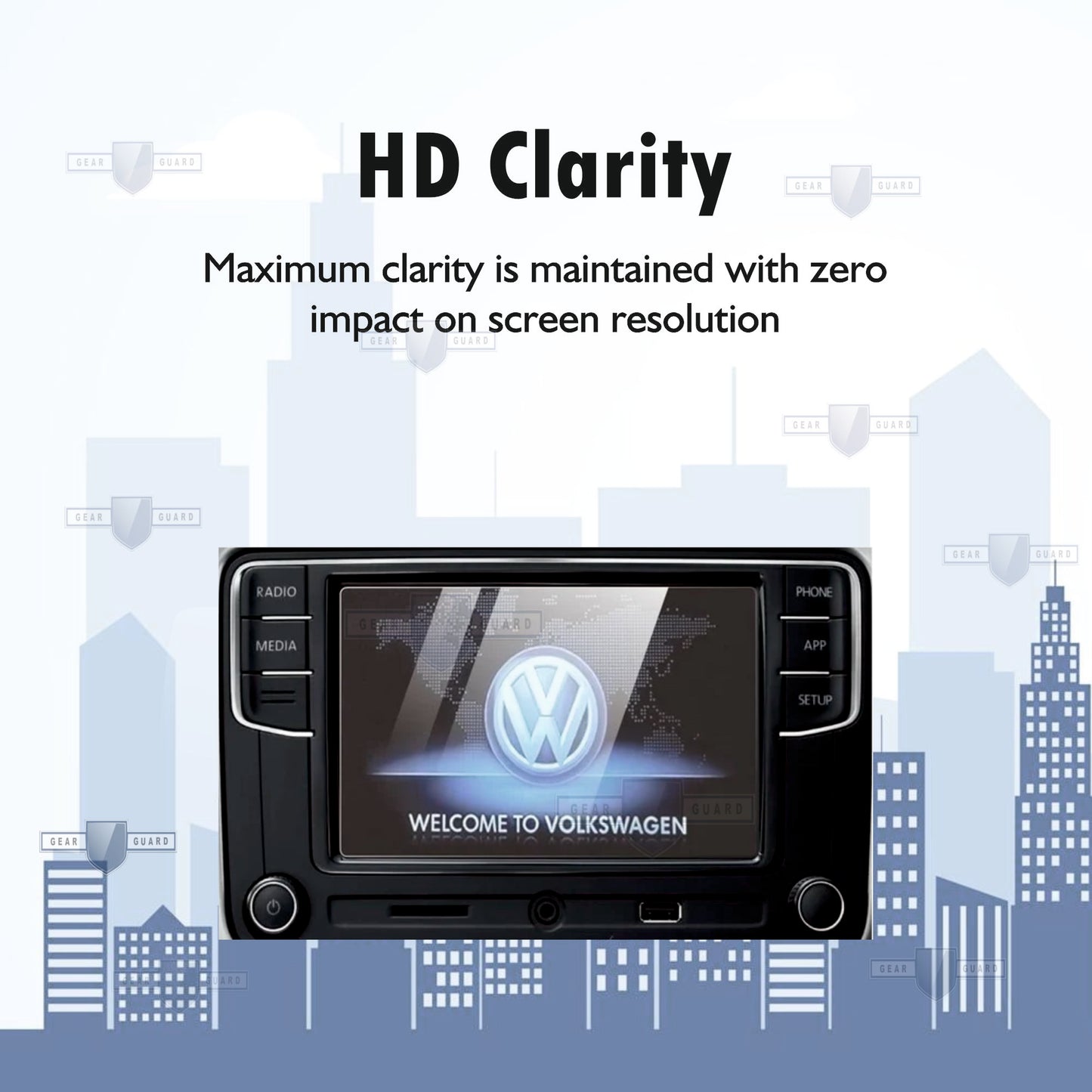 Fingerprint-resistant screen protector on a car infotainment system, keeping the screen clean