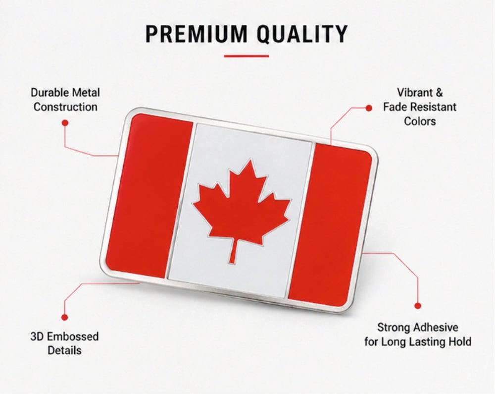3D Canadian Flag Metal Sticker Emblem - STICKER_CANADIAN_FLG