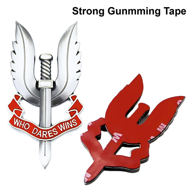 3D Chrome WHO DARES WINS Metal Sticker Emblem - STICKER_WDW_WINGS
