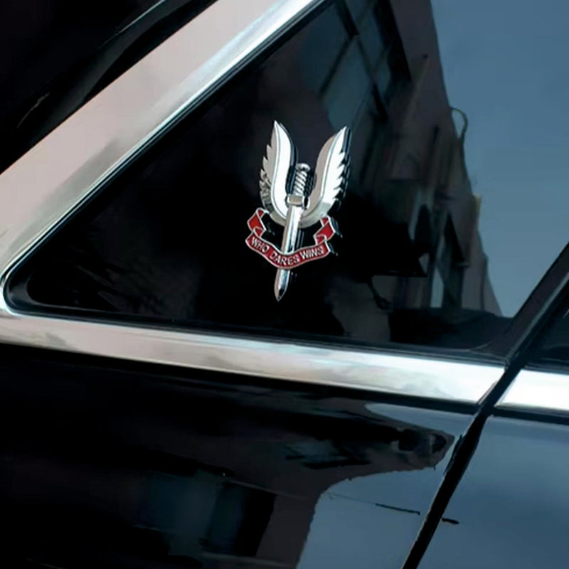 3D Chrome WHO DARES WINS Metal Sticker Emblem - STICKER_WDW_WINGS