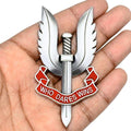 3D Chrome WHO DARES WINS Metal Sticker Emblem - STICKER_WDW_WINGS