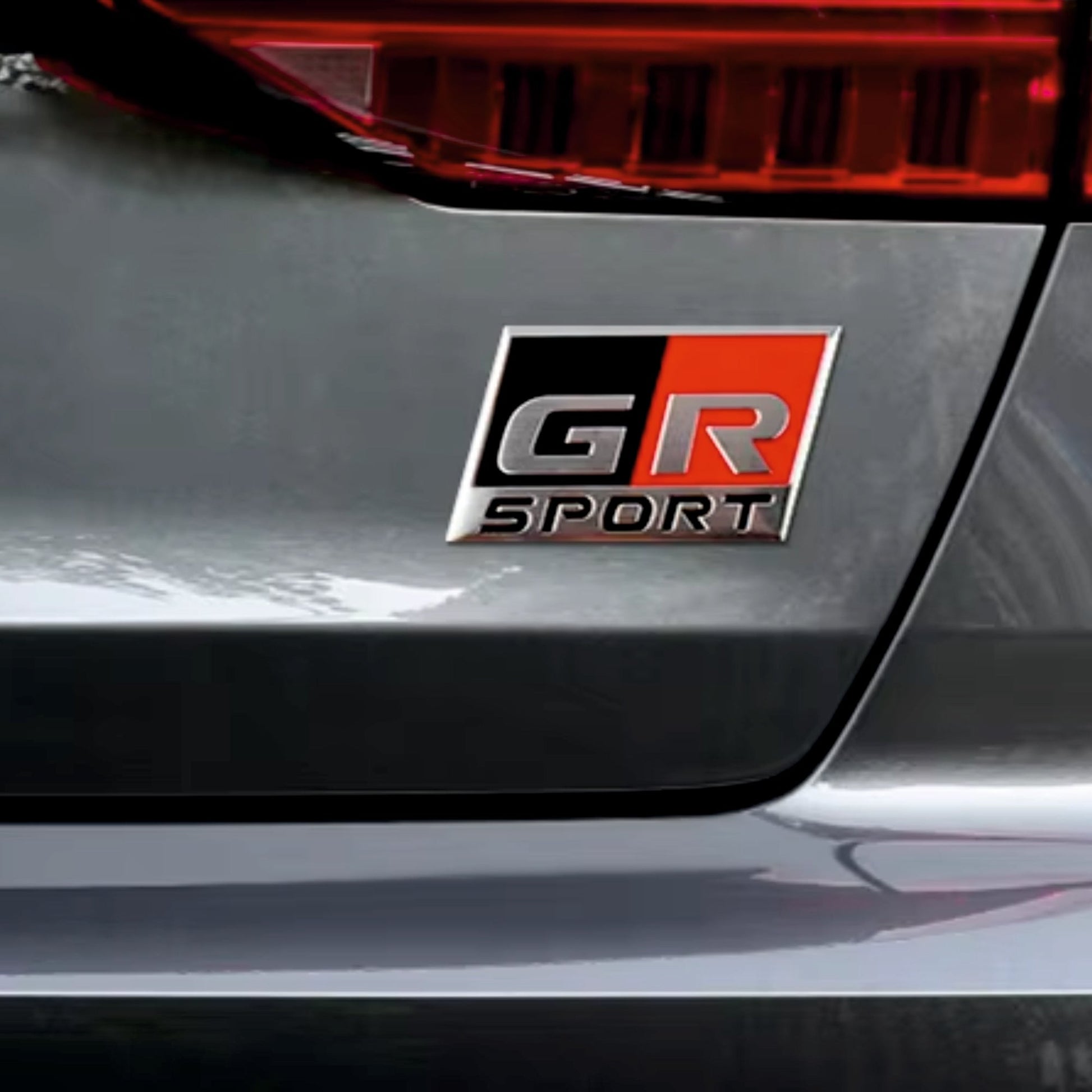 3D GR Car Badge Emblem Black Red | 6.7cm x 2.9cm | All Vehicle Exterior Decorative Logo, Self - Adhesive - STICKER_GR_SPORT