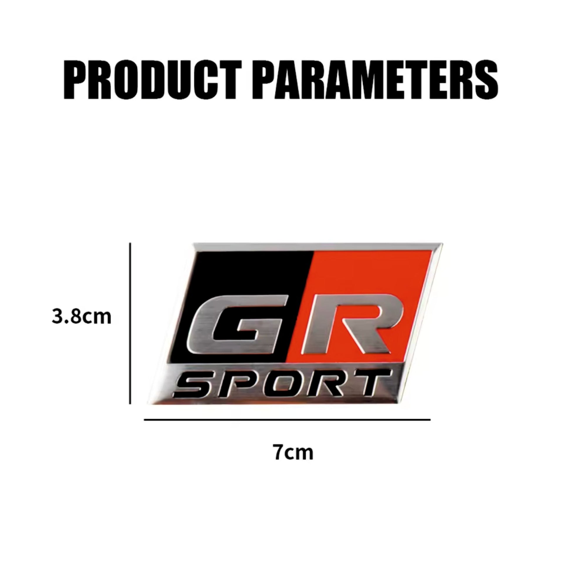 3D GR Car Badge Emblem Black Red | 6.7cm x 2.9cm | All Vehicle Exterior Decorative Logo, Self - Adhesive - STICKER_GR_SPORT