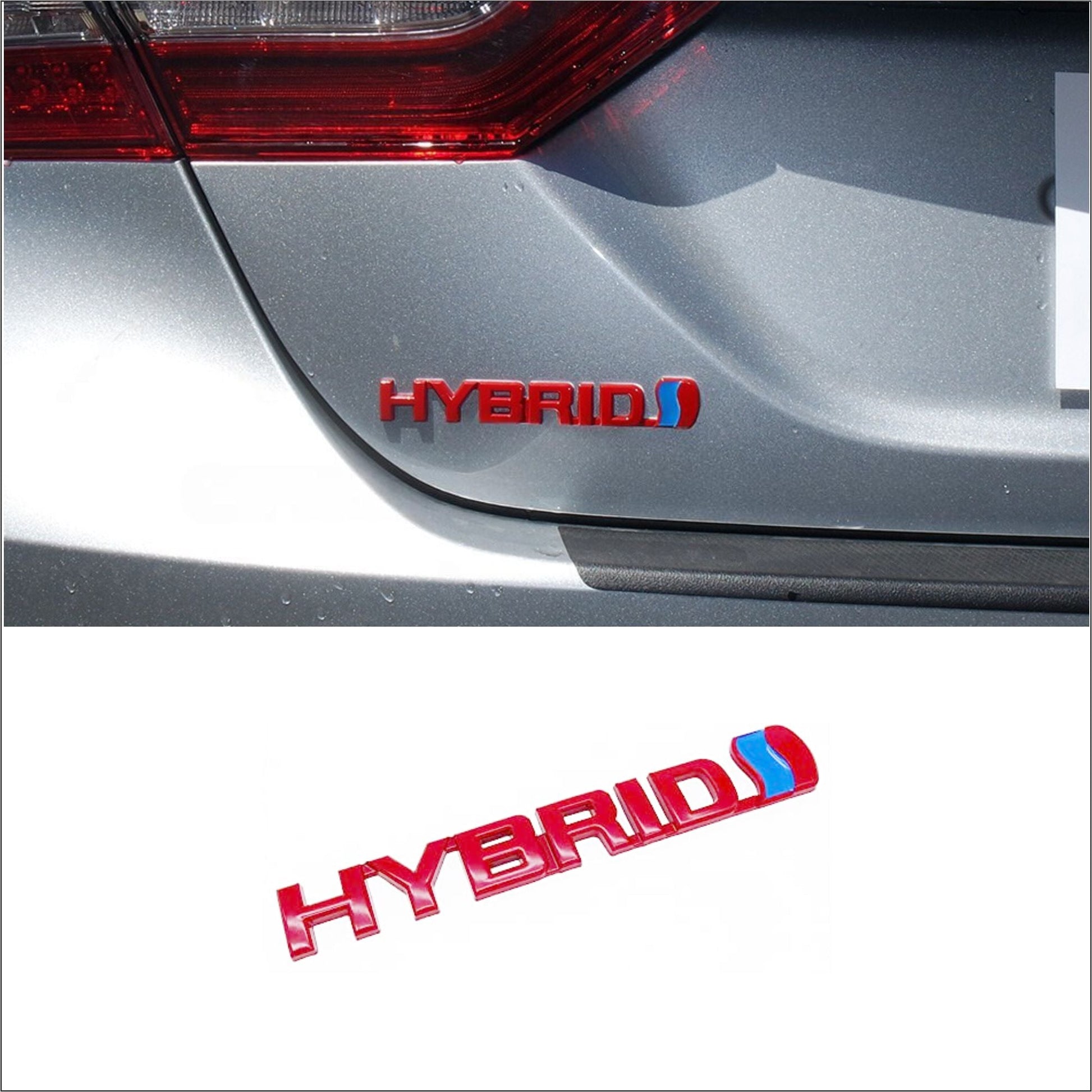 3D Hybrid Metal Sticker Emblem 5.9 x 0.7" Inch - STICKER_HYBRID_RED