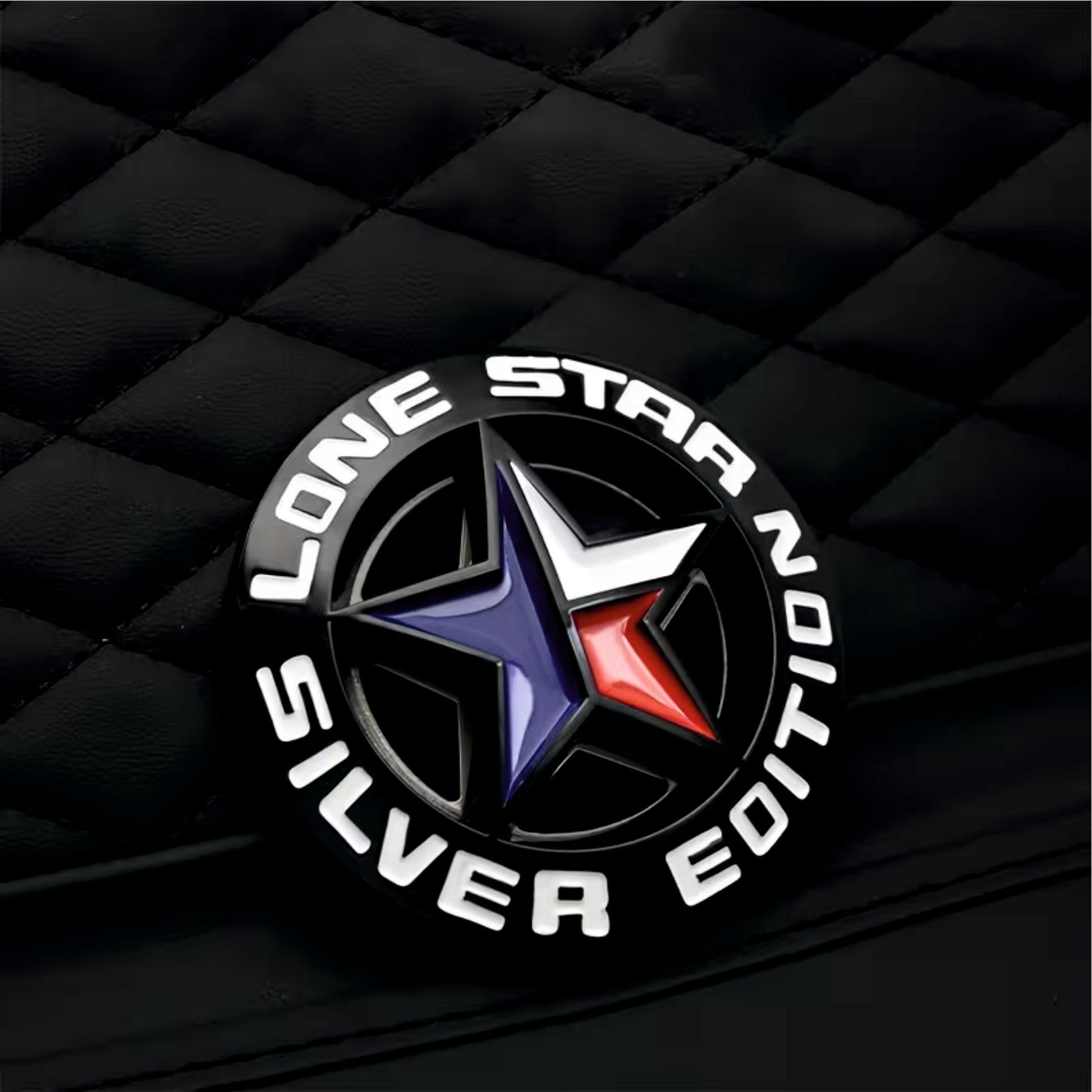 3D Lone Star Silver Edition Decal Badge Emblem Logo | 7.2cm x 7.2cm | All Vehicle Exterior Decorative Logo, Self - Adhesive - LONE_STICKER_BLK