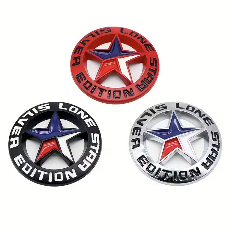 3D Lone Star Silver Edition Decal Badge Emblem Logo | 7.2cm x 7.2cm | All Vehicle Exterior Decorative Logo, Self - Adhesive - LONE_STICKER_BLK